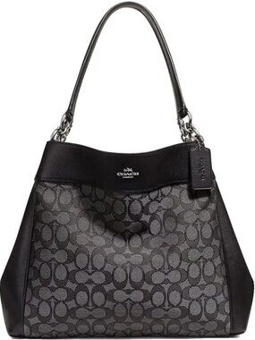 Euc Coach Black Lexy Signature Shoulder Bag Handbag Carryall